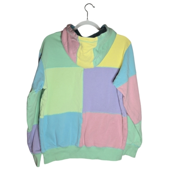 Teddy Fresh Sunrise Mint Patchwork Colorblock Hoodie Sweatshirt Size S - Picture 4 of 6